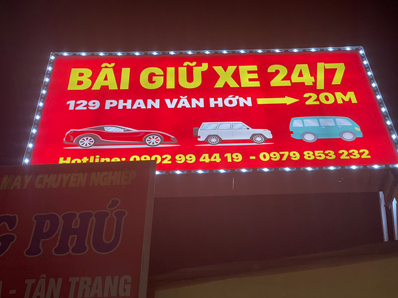 bảng hiệu bạt hiflex cho bải giữ xe