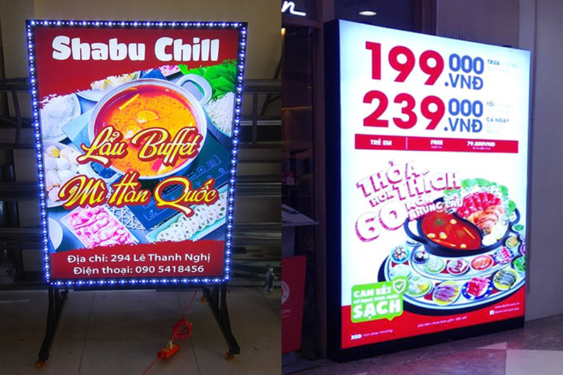 Hộp đèn 3m uv cho quán lẩu