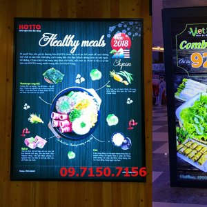 Hộp đèn bạt 3M in UV thực đơn